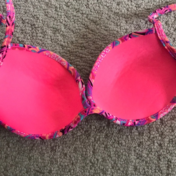 pink design whimsical padded bikini swimsuit top - Picture 3 of 4